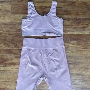 Taupe 2 Piece Workout Sports Bra and Shorts
